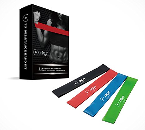 Resistance Bands - Set of 4 Premium Quality Exercise Bands - XERFLEX Loop Bands Improve Mobility & Fitness - Enhance Yoga & Pilates - Perfect Solution for Injury Rehab - Fitness Bands are Ideal for Glute Activation & Strength - Made from Natural Latex