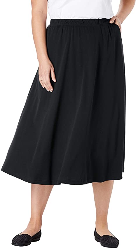 Woman Within Women's Plus Size 7-Day Knit A-Line Skirt