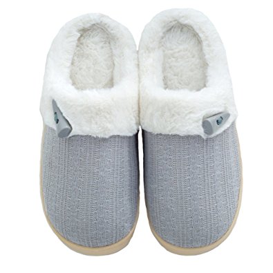 Aliwendy Winter Outdoor Indoor House Slippers Men and Women Cozy Woolen Knitted Plush Lining Home Shoes