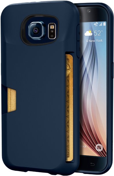 Galaxy S6 Wallet Case - Vault Slim Wallet for Galaxy S6 by Silk - Ultra Slim Protective Wallet Cover Midnight Blue