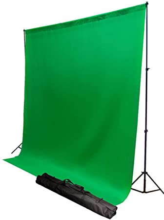 ePhotoInc 6' x 9' Chroma Key Green Screen Photography Video Chromakey Muslin Backdrop Background with Background Stand H80469G