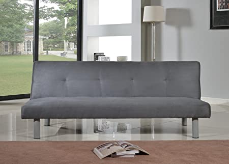 Comfy Living Faux Suede 3 Seater Quality Sofa Bed - Click Clac fabric sofabed in GREY