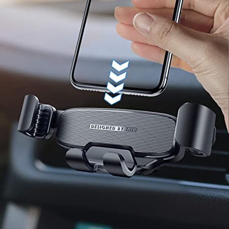 INIU Car Phone Mount, Gravity Auto Lock & Release Air Vent Phone Holder for Car, 360° Universal Hands Free Car Cell Phone Holder for iPhone 11 Max Pro XS X 8 Plus Samsung S10 Google Oneplus LG GPS etc