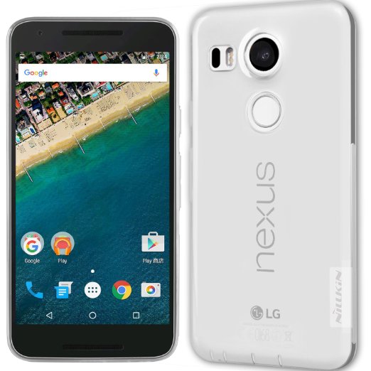 Nexus 5X Case, Nillkin Clear Soft TPU Back Cover, Light Slim Fit Anti Slipping Ultra Thin Transparent for LG Nexus 5X - Retail Packaging (White)