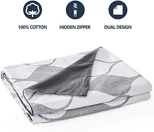 Maple Down Duvet Cover for Weighted Blanket, 48''×72'' Twin Size, Removable Weighted Blanket Cover with 8 Ties, 100% Natural Cotton, Lattice Scroll Print.