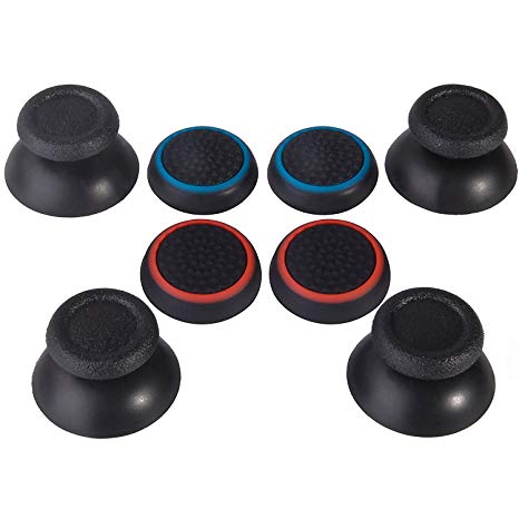 Replacement Thumbstick Joysticks and Silicone Thumb Stick Grips Cap Cover for PS4 Controllers, 8 Pack