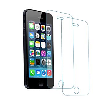 [2-Pack] [Lifetime Warranty] 4youquality® Genuine Top Quality 9H Super Hardness Tempered Glass Screen Protector Film For Apple iPhone 5 5S & 5C [9H Hardness] [Crystal Clearity] [Scratch-Resistant]