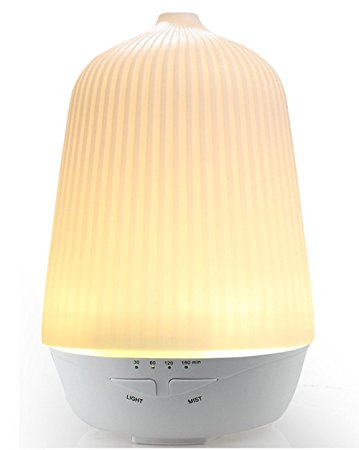 Aromatherapy Essential Oil Diffuser -100ml Portable 1.7MHZ Ultrasonic Cool Mist Humidifier with 4 Timer Setting and Warm LED Light, Waterless Auto Shut-off for Office Home Baby Bedroom Yoga Spa -White