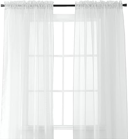 Elegant Comfort 2-Piece Sheer Panel with 2" Rod Pocket, Window Curtains 60" Width X 84" Length, White