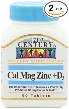 21st Century Cal Mag Zinc  D Tablets, 90 Count (Pack of 2)