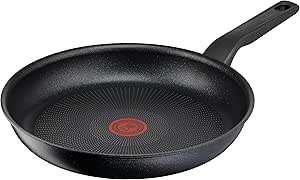 Tefal G30306 Titanium Force Bratpfanne | 28 cm | extra haltbare Antihaft-Beschichtung | Thermo Signal Temperaturanzeiger | induktionsgeeignet | Schüttrand | Schwarz