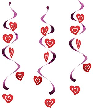 Creative Converting 5 Count Dizzy Danglers Hanging Party Decoration, Hearts
