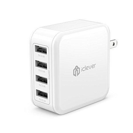 iClever BoostCube (40W 4-Port USB Wall Charger) Multi-Port USB Charger with SmartID and Foldable Plug for iPhone Se 6S 6 Plus, iPad Pro / Air / Mini, Samsung Galaxy S7 S6 Edge, Note 5 4, LG G5 and More