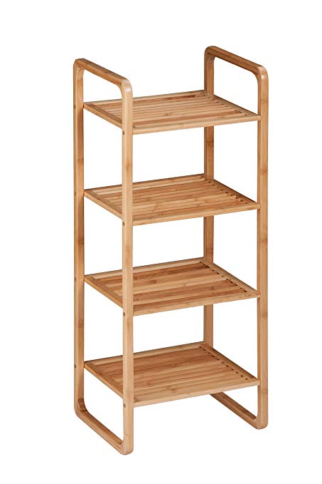 Honey-Can-Do SHF-02099 4-Tier Natural Bamboo Accessory Storage Shelf, 14 by 11 by 36-Inch