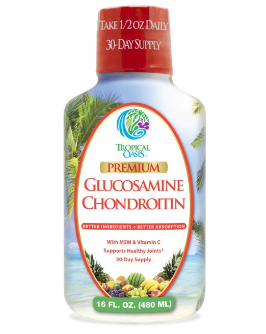 Tropical Oasis –Premium Liquid Glucosamine Chondroitin & MSM- Liquid Joint Support formula w/1500mg Glucosamine, 800mg Chondroitin, & 500mg MSM –Concentrated Liquid for Max Absorption -32 Serv