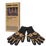 Armors Gloves Set of 2 - BBQ and Grill Heat Resistant Gloves with Extra-long Cuff - Elaborate Top Class BBQ Glove - Hot Surface Handler - Use As Oven Mitt Pot Holders Fireplace Cooking Glove - Barbecue Mitt - Never Burn Your Hands Again Black Flame