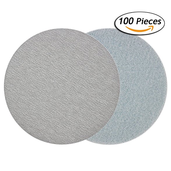 3 Inch 400 Grit Aluminum Oxide White Dry No Holes Hook and Loop Sanding Discs for 3" Sanding Pads, 100-Pack