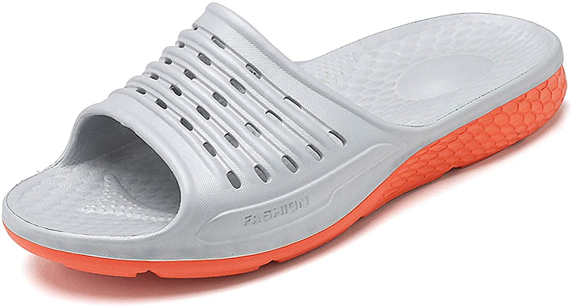 WODEBUY Men's Shower Sandals Antislip Quick Dry Bath Slippers Flats Gym and Pool Slides College Dorm Shoes