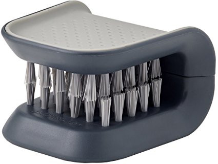 Joseph Joseph 85106 BladeBrush Knife and Cutlery Cleaner Brush Bristle Scrub Kitchen Washing Non-Slip, Gray