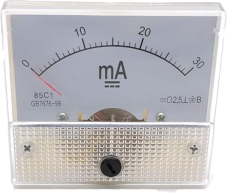 Ammeter Addlike DC 0-30ma Current Panel Meter Analog Ammeter 2.5x2.2x2.2"(LxWxH) Pack of 1