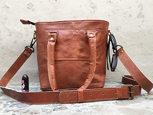 Pascado women's Genuine leather top handle small tote bag zippered handbag purse