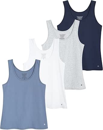 Lucky Brand Women's Tank Top - 4 Pack Stretch Cotton Scoop Neck Sleeveless T-Shirt (S-XL)