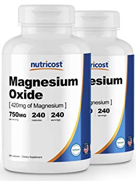 Nutricost Magnesium Oxide 750mg, 240 Capsules (2 Bottles)