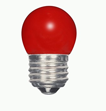 Satco S9165 LED S11 Ceramic Red Medium Base Light Bulb, 1.2W