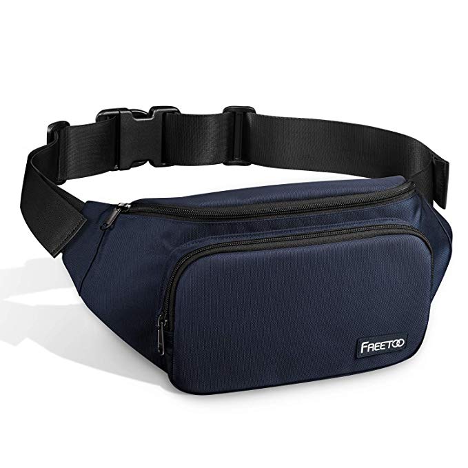 FREETOO Fanny Pack Waist Pack for Men,with Large Capacity,Waterproof and Wear-Resistant Nylon Fabric Bum Bag for Phones,Tablets Up to 7.9’’,Suitable for Working,Walking,Traveling,Daily Leisure