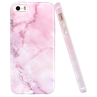 iPhone 5 Cases,iPhone 5S Case,LUOLNH Baby Pink Marble Design Slim Shockproof Flexible Soft Silicone Rubber TPU Bumper Cover Skin Case for iPhone SE 5/5S