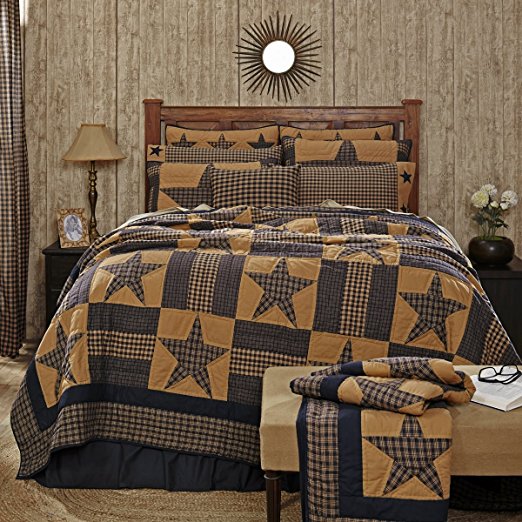 VHC Brands Teton Star Primitive Country Patchwork King Quilt 105" x 95" by Ashton & Willow, VHC Brands
