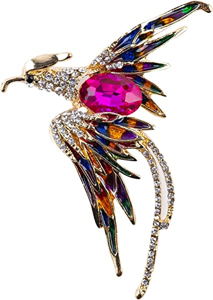 Goture Rhinestone Phoenix Brooch Crystal Enamel Lapel Flame Fire Bird Resurrection Survivor Pin for Women Ladies Clothing Accessories Wife Gift