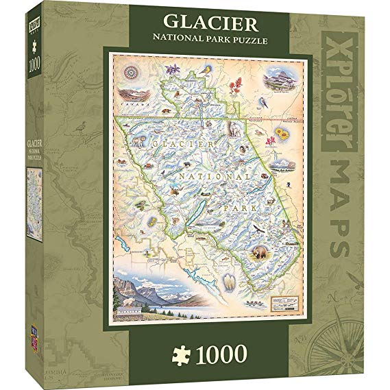 MasterPieces Xplorer Maps Jigsaw Puzzle, Glacier, National Park, 100% Made in USA, 1000 Pieces