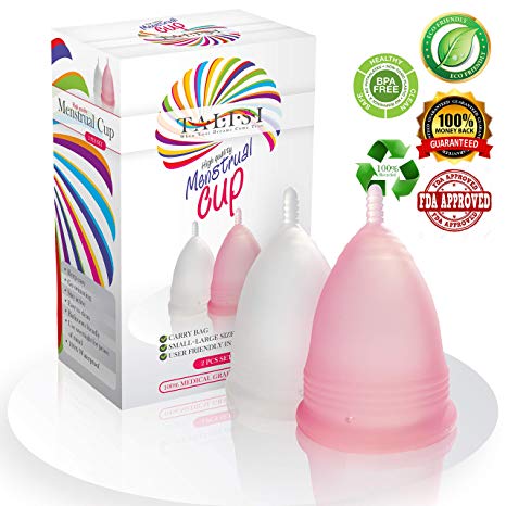 Menstrual Cup Reusable Menstrual Cups Set of 2 Large & Small Soft Cups Period Cup Feminine Hygiene Products Alternative Period Protection to a Tampons and Feminine Pads Cup Menstrual