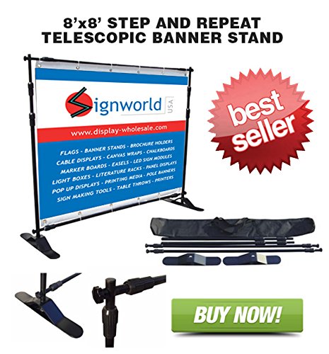 Signworld Telescopic Step and Repeat Backdrop Banner Stand