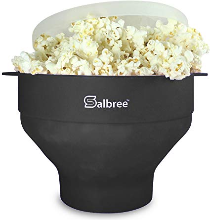 The Original Salbree Microwave Popcorn Popper, Silicone Popcorn Maker, Collapsible Bowl BPA Free - 14 Colors Available (Black)