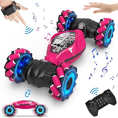 Gesture Sensing RC Stunt Car, 3 Modes Gesture Control RC Car, 2.4GHz Hand Remote Control RC Car, 360° Rotating RC Drift Car with Music & Light, 4WD Transform RC Car Toy Birthday Gift Toy for Kids 8-12