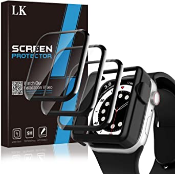 3 Pack LK Screen Protector Compatible with Apple Watch 44mm Series 6/5/4/SE, Full Coverage, Easy to Install, Shatterproof HD Clear Film