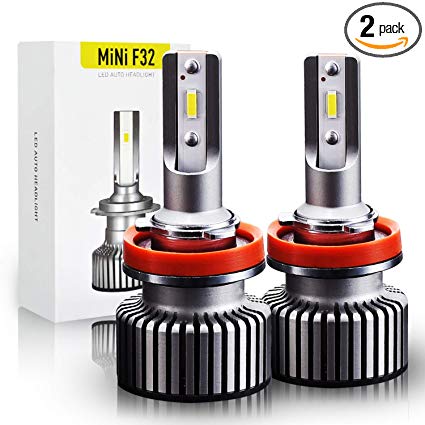 H11 LED Headlight Bulb Low Beam or Fog Light, A-1ux All-in-one 12xCSP Chips H11/H8/H9 Conversion Kit - Xenon White 7600LM 6000K