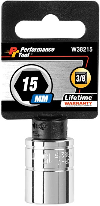 Performance Tool W38215 6-Point Socket, 3/8" Drive, 15mm