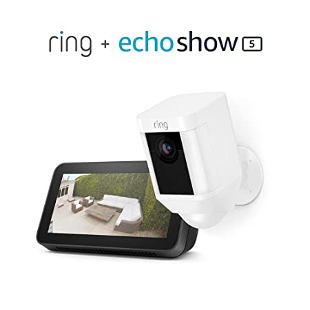 Ring Spotlight Cam Battery (White) Bundle with Echo Show 5 (2nd Gen)