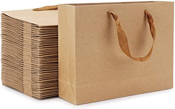 Kraft Paper Bags Gift Bag with Handles for Wedding Party Craft Retail Packaging,Recycled Twist Handles Brown Shopping Bags Kraft Shopping Bags, Party Bags, Retail HandleBags,Merchandise Bags, Wedding Party Bags (30 Pack)