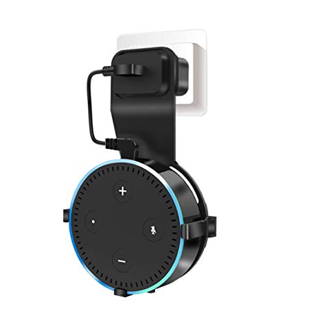 Wall Mount Hanger Stand for Alexa Echo Dot 2nd Generation, Onlier Hanger Holder Space-Saving Solution for Smart Speaker Without Messy Wire and Screw (Including Charger Cable)