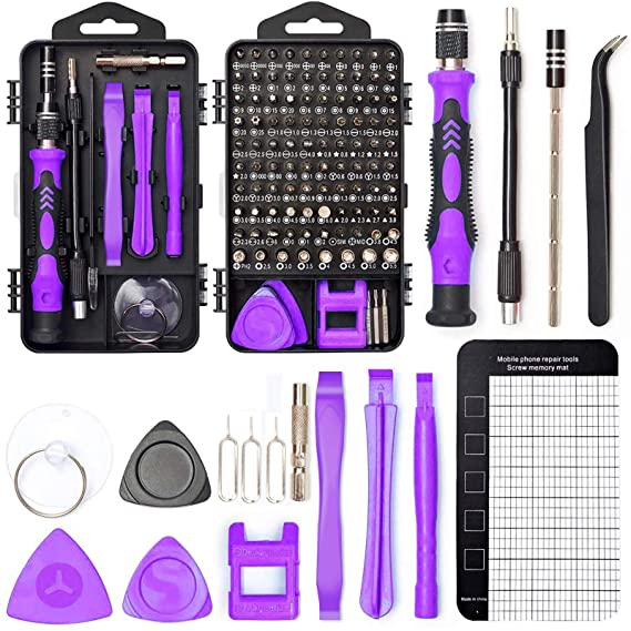 Precision Screwdriver Set Magnetic - Mini 124 in1 Professional Screw driver Tools Sets PC Repair Kit for Mobile Phone Tablet Computer Watch Camera Eyeglasses Electronic Devices DIY Hand Work (PURPLE)