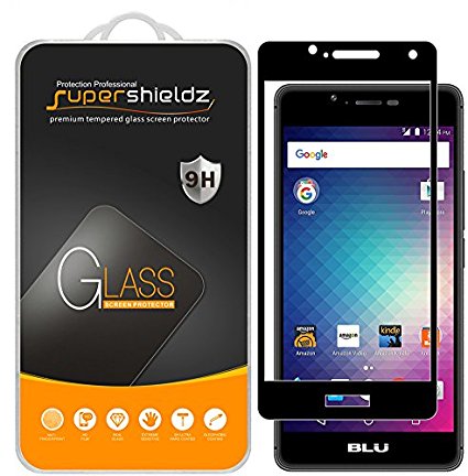 [2-Pack] BLU "R1 HD" Tempered Glass Screen Protector, [Full Screen Coverage] Supershieldz, Anti-Scratch, Anti-Fingerprint, Bubble Free (Black)