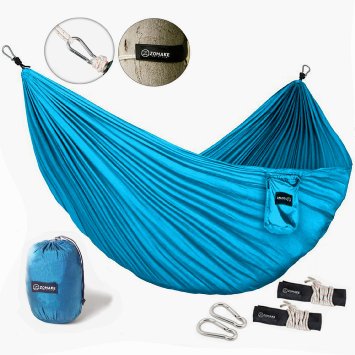 ZOMAKE Portable Hammock - Lightweight pure Color nylon fabric Parachute Hammock for outdoor Camping, Hiking,Travel, Hammock Straps & Steel Carabiners include