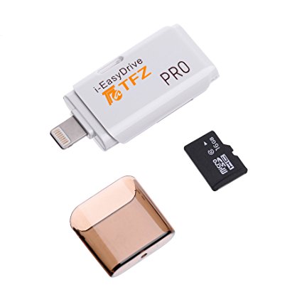 TFZ TR1-16 [Apple MFI Certified] I Flash Drive HD dual connector Card Reader for iPhone5S/6/6S/Plus iPad4 Air Mini Mini2 iPod Touch 5 with app i-easy drive and 16GB TF card
