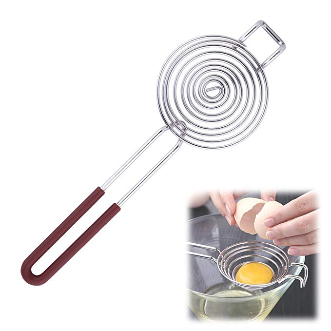 Stainless Steel Egg Yoke Separator, YamaziHD Filter Egg Whites and Yolks Strainer Divider, Kitchen Utility Gadget Cooking Baking Tools - Yolk Remover/Extractor (Coil)