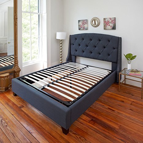 Classic Brands Europa Wood Slat and Metal Platform Bed Frame | Mattress Foundation, Twin