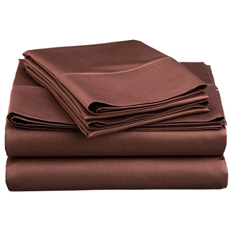 Mayfair Linen Bedding Collection 600 Thread Count Bedspread 100% Egyptian Cotton Sheet Set Sateen Weave Deep Pocket Premium Quality Bedding Set Chocolate California King